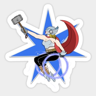 Lady Thor In Lightning Chair Sticker